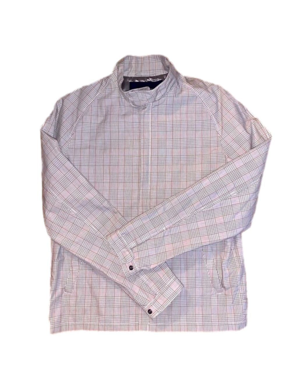 NWT French Connection Vintage Retro Mens Plaid Lined Golf Jacket Zip Front Coat